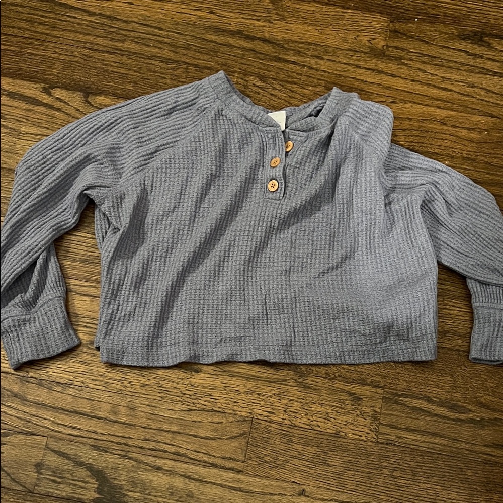 Old Navy Kids Periwinkle / Gray Long Sleeve Henley Tee